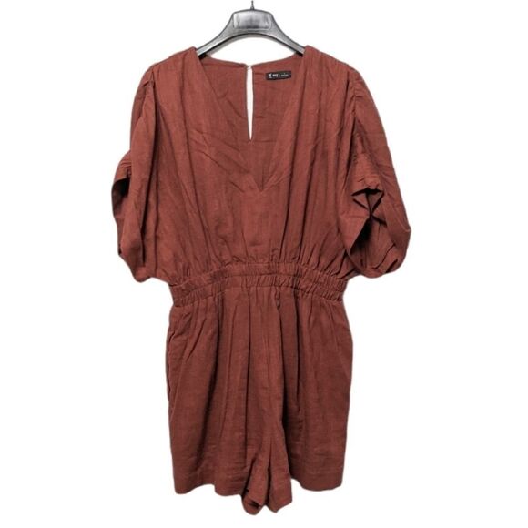 V ERY J Cotton Linen Loose Romper Playsuit L - Picture 2 of 8
